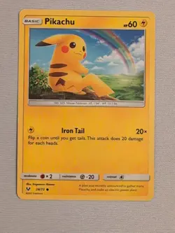 Pikachu #28/73 Pokemon TCG Common Card Shining Legends LP - Image 1