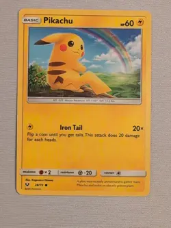 Pikachu #28/73 Pokemon TCG Common Card Shining Legends LP - Image 3