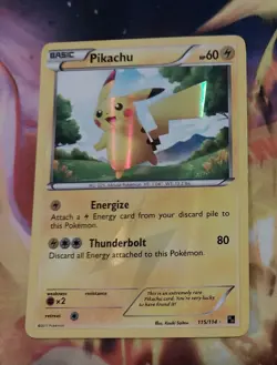 Pokemon Pikachu TCG Secret Rare Holo Card 115/114 Black and White - Image 1