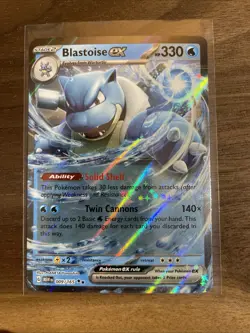 Blastoise ex 009/165 Scarlet & Violet 151 Double Rare Holo Pokemon TCG Card NM - Image 1