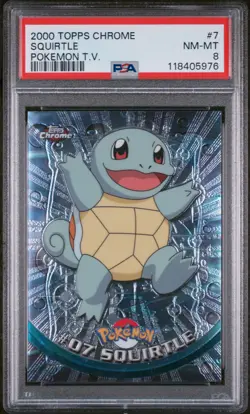 PSA 8 Squirtle #7 Topps Chrome Holo Pokemon T.V. Card 2000 - Near Mint - Image 1