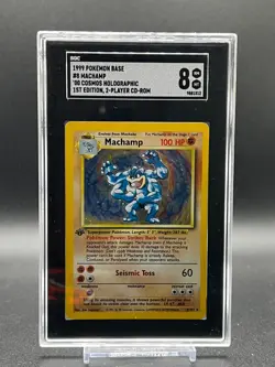 Pokemon TCG Base Set Machamp Holo Rare Card 8/102 1st Edition SGC 8 - Image 1