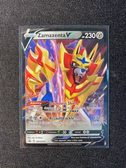 (NM/Mint) ZAMAZENTA V #SWSH019 SWORD SHIELD BLACK STAR PROMO HOLO POKEMON - Image 1