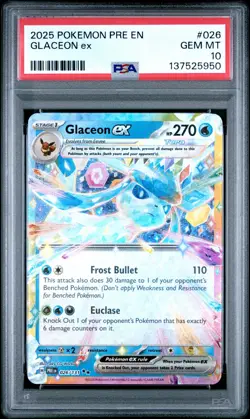 2025 Pokemon Prismatic Evolutions #026 Glaceon Ex - PSA 10 - Image 1