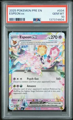 2025 Pokemon Prismatic Evolutions #034 Espeon Ex - PSA 10 - Image 1
