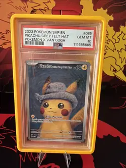 Pokemon Pikachu 2023 Van Gogh Grey Felt Hat #085 PSA 10 - Image 1