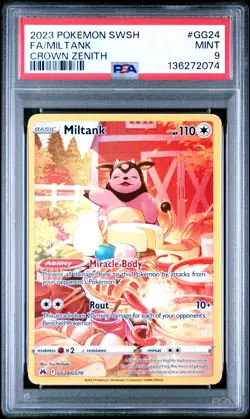 2023 POKEMON SWORD & SHIELD CROWN ZENITH #GG24 FULL ART/MILTANK PSA 9 - Image 1