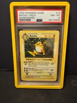 Pokemon TCG Raichu Shadowless Base Set PSA 8 - Image 1