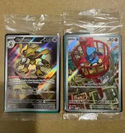Alakazam 009 and Riolu 010 Black Star Promo Pokemon Mega Evolution Set (SEALED) - Image 1