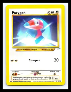 💥 Porygon # 78/105 Neo Destiny Unlimited Non Holo Vintage Pokemon 2001 - Image 1