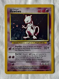 Pokemon TCG Mewtwo Holo Rare 10/102 Base Set 2 (NM) - Image 1