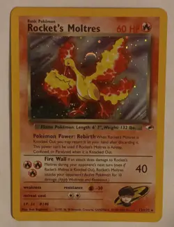 🔥ROCKET'S MOLTRES🔥 12/132 Gym Heroes Holo✨ Rare Vintage WOTC Pokemon TCG 💎 - Image 1