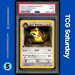2000 POKEMON TEAM ROCKET FIRST EDITION #51/82 DARK RATICATE PSA 9 - Image 1