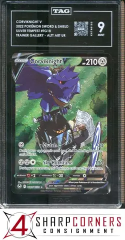 2022 POKEMON SWSH SILVER TEMPEST GALLERY ULTRA RARE #TG18 CORVIKNIGHT V TAG 9 - Image 1
