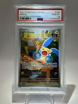PSA 10 Pokemon TCG Minun 194/182 Full Art Illustration Rare Paradox Rift - Image 1
