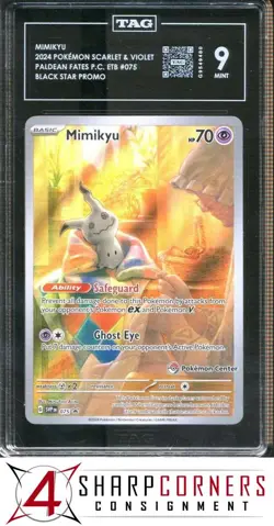 2024 POKEMON SV PALDEAN FATES POKEMON CENTER ETB PROMO #075 MIMIKYU TAG 9 - Image 1