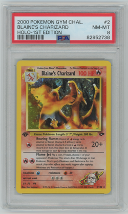 2000 POKEMON GYM CHALLENGE HOLO-1ST EDITION #2 BLAINE'S CHARIZARD PSA 8 - Image 1
