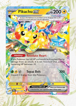 Pokemon Pikachu ex 057/191 Surging Sparks Double Rare Holo NM - Image 1