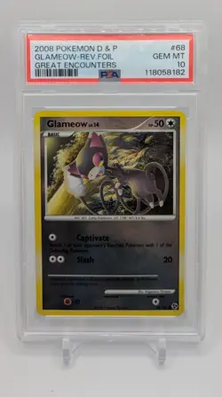 2008 Pokemon Great Encounters Glameow Reverse Holo #68 PSA Gem Mint 10 Pop 4!!! - Image 1