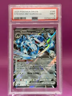 2025 POKEMON DRI EN-DESTINED RIVALS #145 STEVEN'S METAGROSS EX PSA 9 - Image 2
