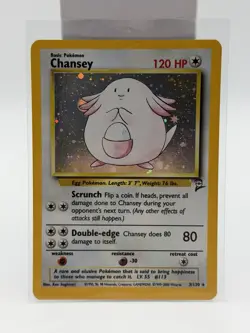 Pokemon Chansey 3/130 Base Set 2 Holo Rare MP - Image 1