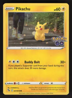 Pikachu 027/078 Cosmos Holo Pokemon TCG Pokemon Go Promo NM - Image 1