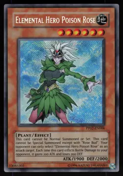 Elemental Hero Poison Rose PP02-EN006 Secret Rare ERROR Yu-Gi-Oh - Image 1