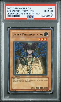 2002 YU-GI-OH! LOB-LEGEND OF BLUE EYES WHITE DRAGON GREEN PHANTOM KING PSA 10 - Image 1