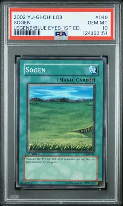 2002 YU-GI-OH! LOB-LEGEND OF BLUE EYES WHITE DRAGON 1ST ED #049 SOGEN PSA 10 - Image 1