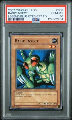 2002 YU-GI-OH! LOB-LEGEND OF BLUE EYES WHITE DRAGON 1ST ED BASIC INSECT PSA 10 - Image 1