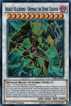Yugioh! LP Assault Blackwing - Onimaru the Divine Thunder - TDIL-EN049 - Super R - Image 1