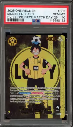 One Piece CCG Monkey.D.Luffy BVB X One Piece Match Day '25 Promo ST13-003 PSA 10 - Image 1