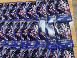 Lot of 47 One Piece OP-14 THE AZURE SEA’S SEVEN Sleeved Booster Packs In Hand - Image 2