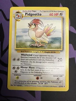 Pidgeotto, 022/102- Base Set Rare, Pokemon Card TCG - Image 1