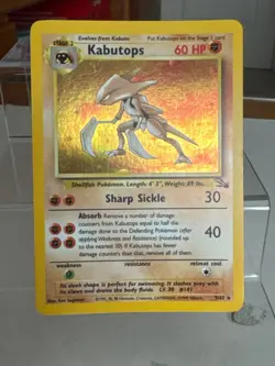 Vintage Pokemon TCG Fossil WoTC Kabutops Holo Rare Card #9/62 60 HP - Image 1