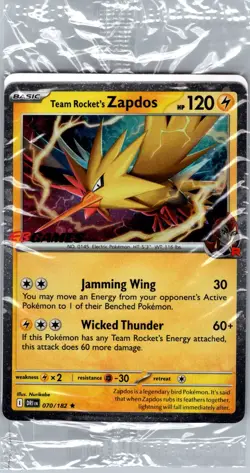 Sealed - Team Rocket's Zapdos (EB Games Exclusive) 070/182 - Pokemon Card - Image 1