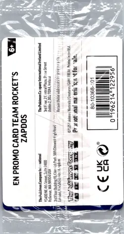 Sealed - Team Rocket's Zapdos (EB Games Exclusive) 070/182 - Pokemon Card - Image 2