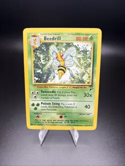 Beedrill Non-Holo Rare 2000 WOTC Pokemon Card 21/130 Base 2 Set LP - Image 1