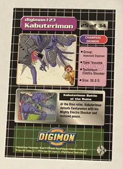 Digimon 25 of 34 Upper Deck Digimon Holo Foil Silver Prism Card Kabuterimon - Image 4