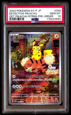 PSA 10 Detective Pikachu 098 Pokemon SV P Promo Japanese 2023 Det Rtrns Pre Orde - Image 1