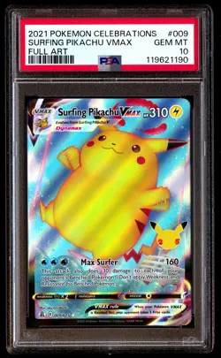 PSA 10 Surfing Pikachu Vmax 009 Pokemon Celebrations 2021 Full Art - Image 1