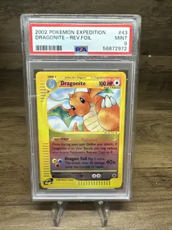 2002 Pokemon Dragonite Reverse Holo Expedition 43/165 PSA 9 English Graded - Image 1