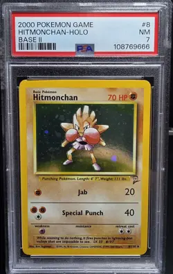 Pokemon Hitmonchan Holo Base II 2000 PSA 7 - Image 1