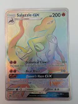 Pokemon Salazzle GX Rainbow Rare Full Art Holo 151/147 Burning Shadows 200 HP - Image 1