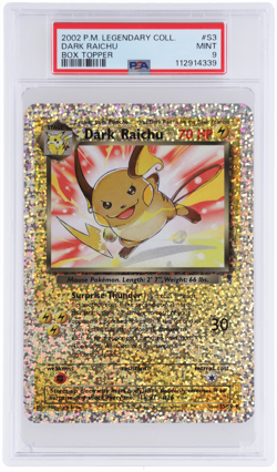 2002 Pokemon Legendary Collection Dark Raichu Box Topper #S3 PSA 9 - Image 1