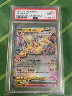 PSA 10 GEM MINT Jolteon EX Prismatic Evolutions Surprise Box Pokemon 030/131 - Image 1