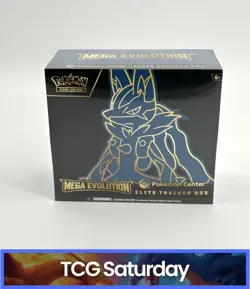 2025 POKEMON MEGA EVOLUTIONS ELITE TRAINER BOX POKEMON CENTER LUCARIO ART SEALED - Image 1