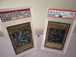Yu-Gi-Oh! 1st Edition LOB - Blue-Eyes White Dragon PSA 8 & Dark Magician PSA 9 - Image 2