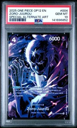 2025 ONE PIECE OP12-LEGACY OF THE MASTER 004 ZORO-JUUROU SPECIAL ALT ART PSA 10 - Image 1