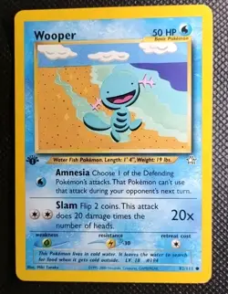 Wooper 82/111 1st Edition Neo Genesis Pokemon Card Nintendo - Played - Image 1